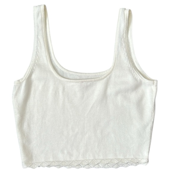 Eberjey Cream Ivory Knit Crop Tank Top Size Small - Picture 3 of 5